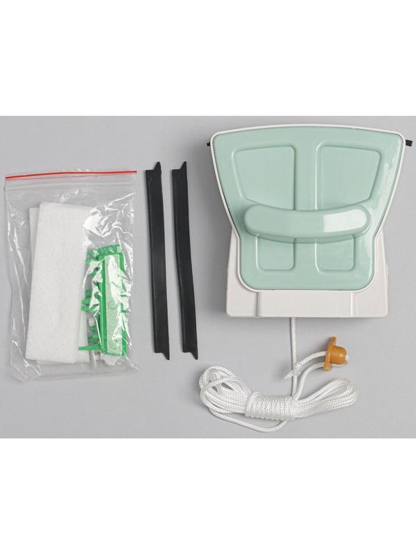 Магнитная щётка для мытья окон с двух сторон Доляна, прямоугольная, с водосгоном и скребком, на стекло 15-24 мм