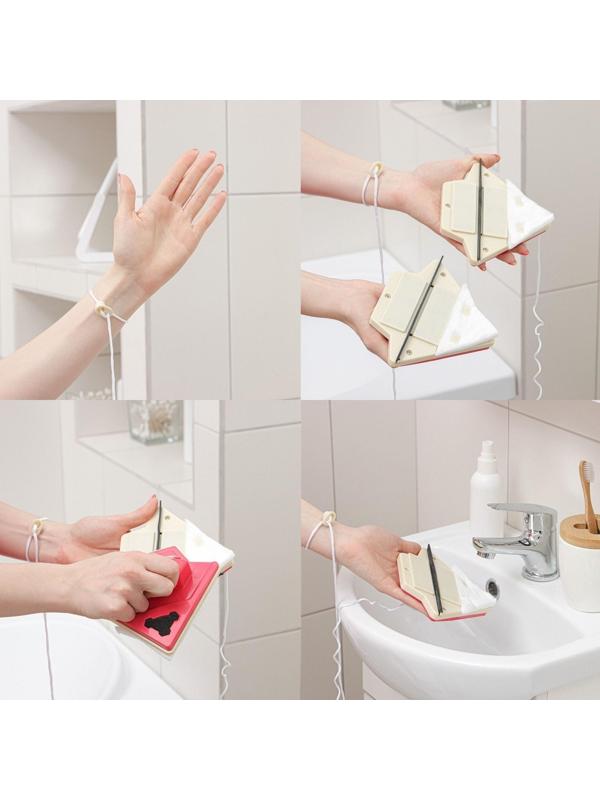 Магнитная щётка для мытья окон с двух сторон, треугольная, с водосгоном, на стекло 3-8 мм