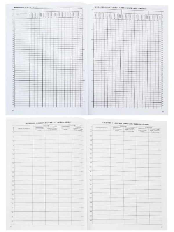 Классный журнал для 1-4 классов А4, 136 страниц, твёрдая ламинированная обложка, блок 65 г/м2