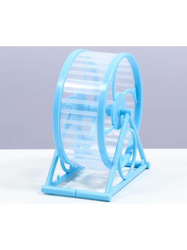 Колесо на подставке для грызунов, диаметр колеса 12,5 см, 14 х 3 х 9 см, голубое