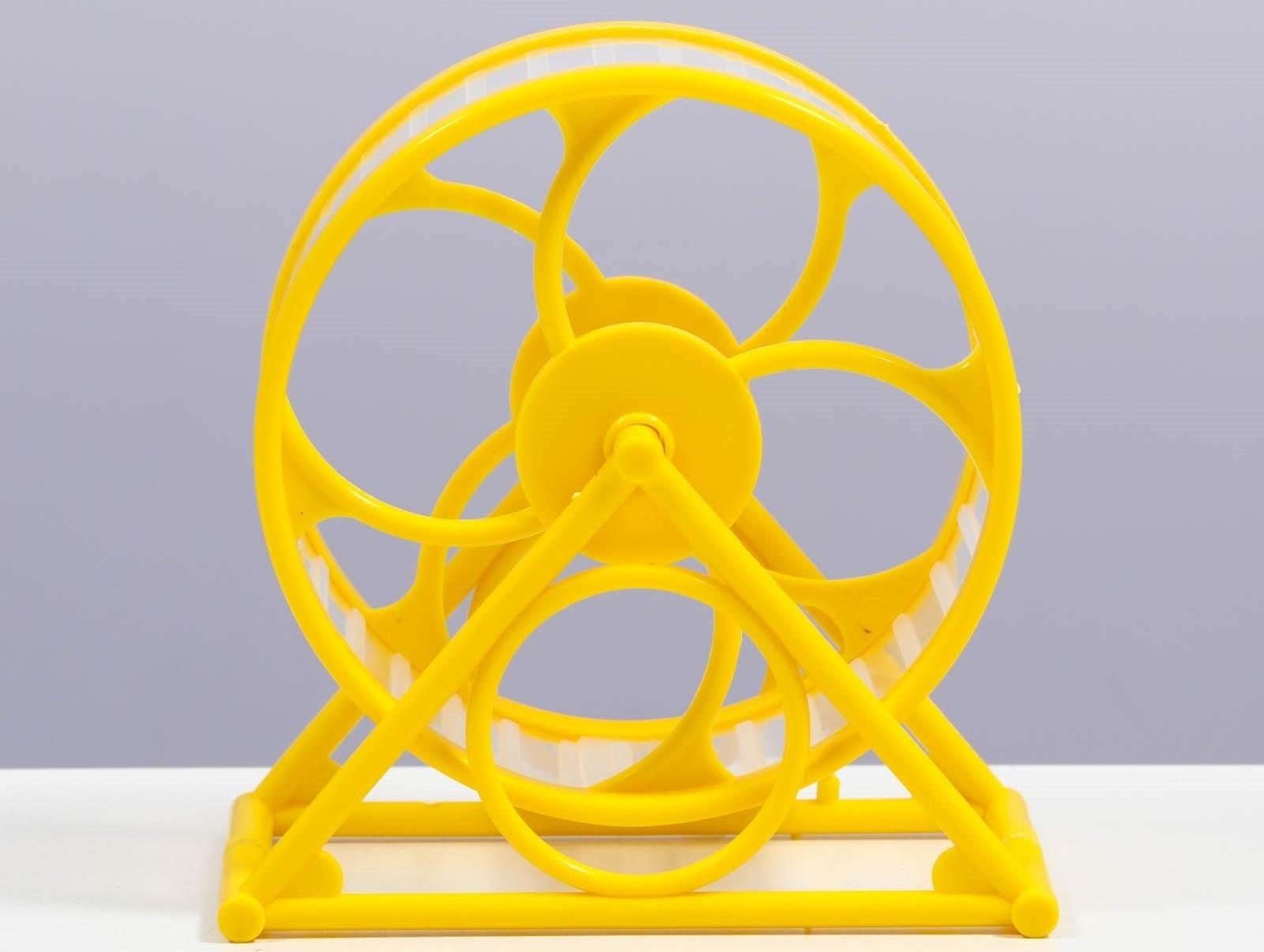 Колесо на подставке для грызунов, диаметр колеса 12,5 см, 14 х 3 х 9 см, жёлтое