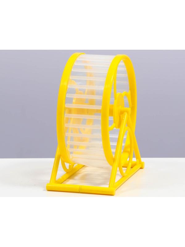 Колесо на подставке для грызунов, диаметр колеса 12,5 см, 14 х 3 х 9 см, жёлтое