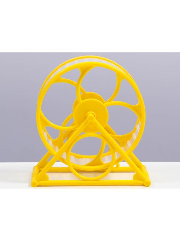 Колесо на подставке для грызунов, диаметр колеса 12,5 см, 14 х 3 х 9 см, жёлтое