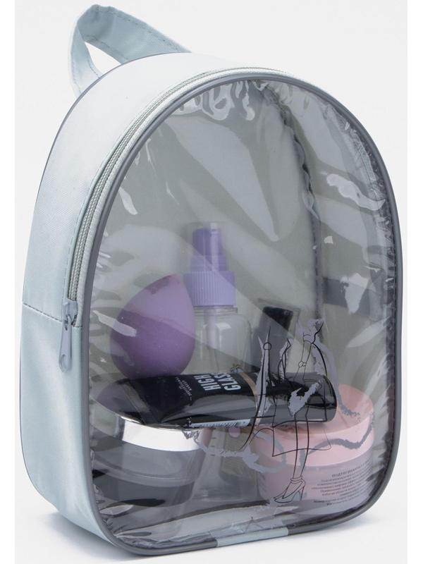 Косметичка на молнии, с ручкой, цвет серый