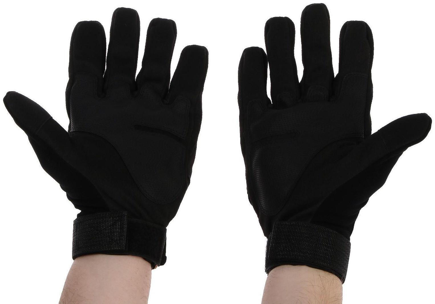 Перчатки мотоциклетные с защитными вставками, размер L, черный