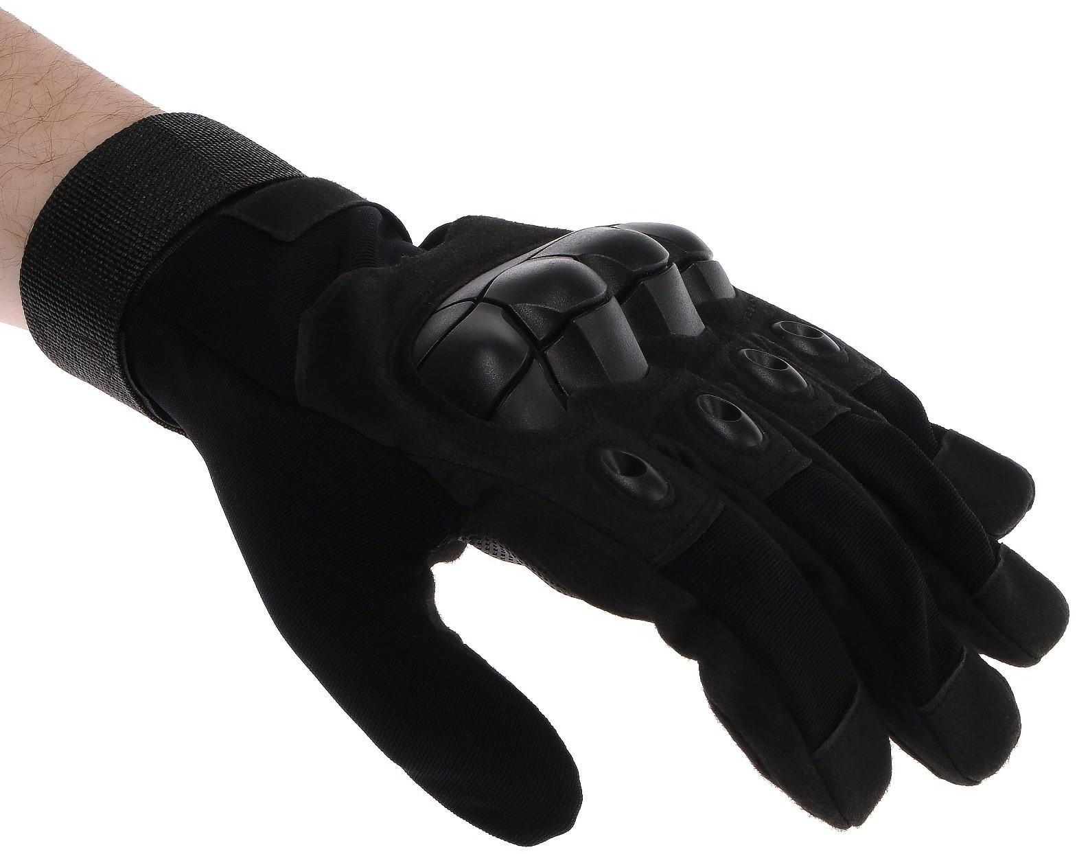 Перчатки мотоциклетные с защитными вставками, размер L, черный