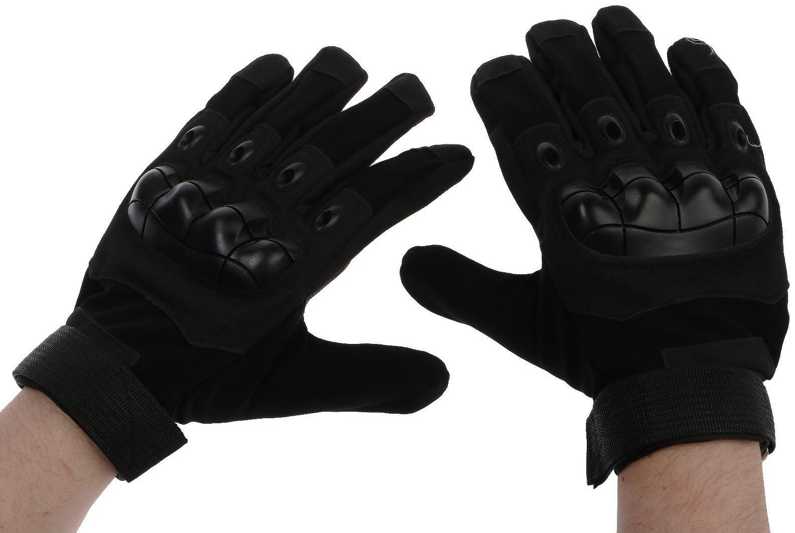 Перчатки мотоциклетные с защитными вставками, размер ХL, черный