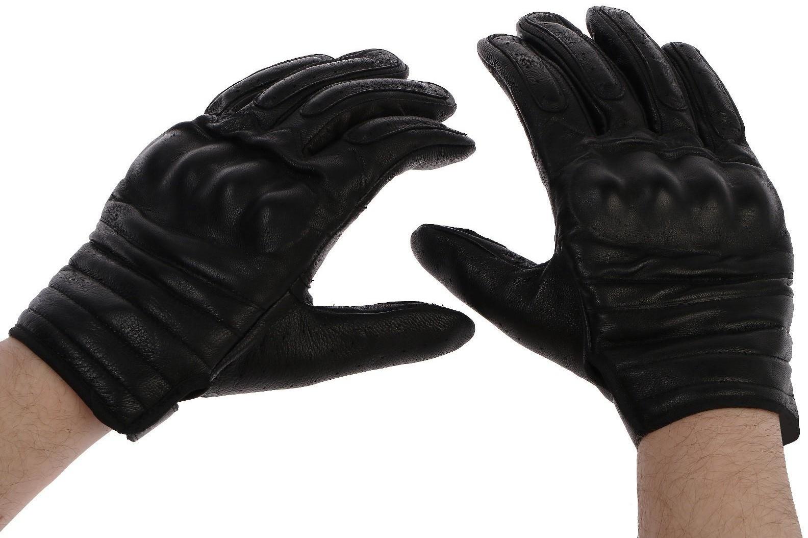 Перчатки мотоциклетные с защитными вставками, кожаные, размер М