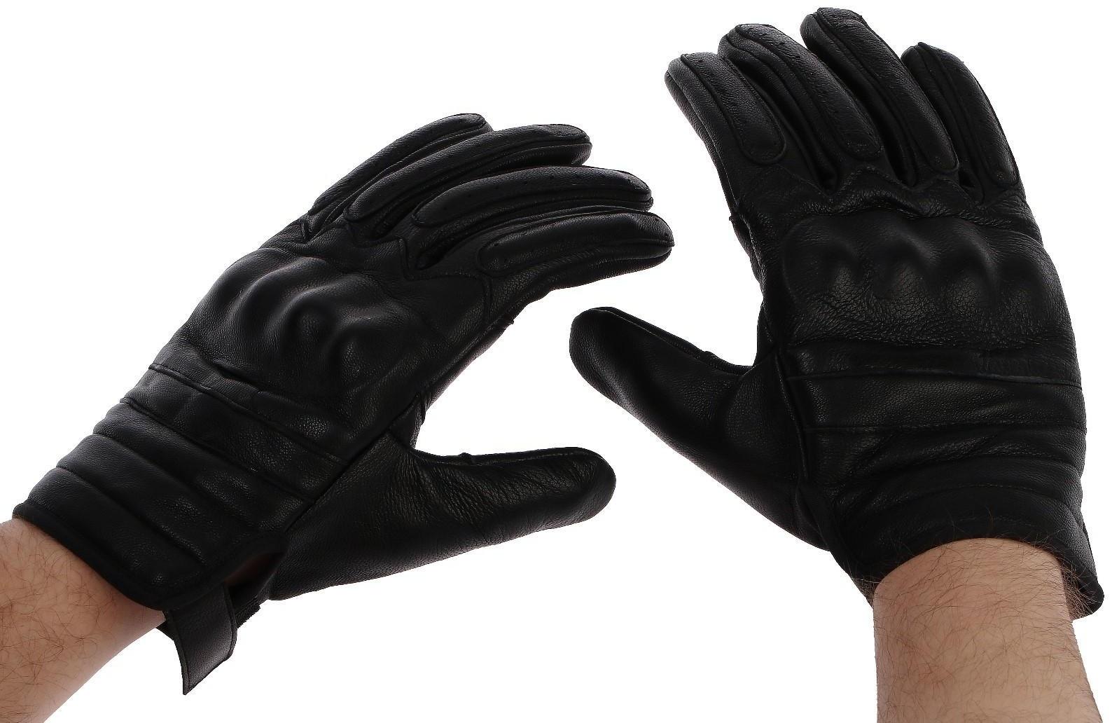 Перчатки мотоциклетные с защитными вставками, кожаные, размер L