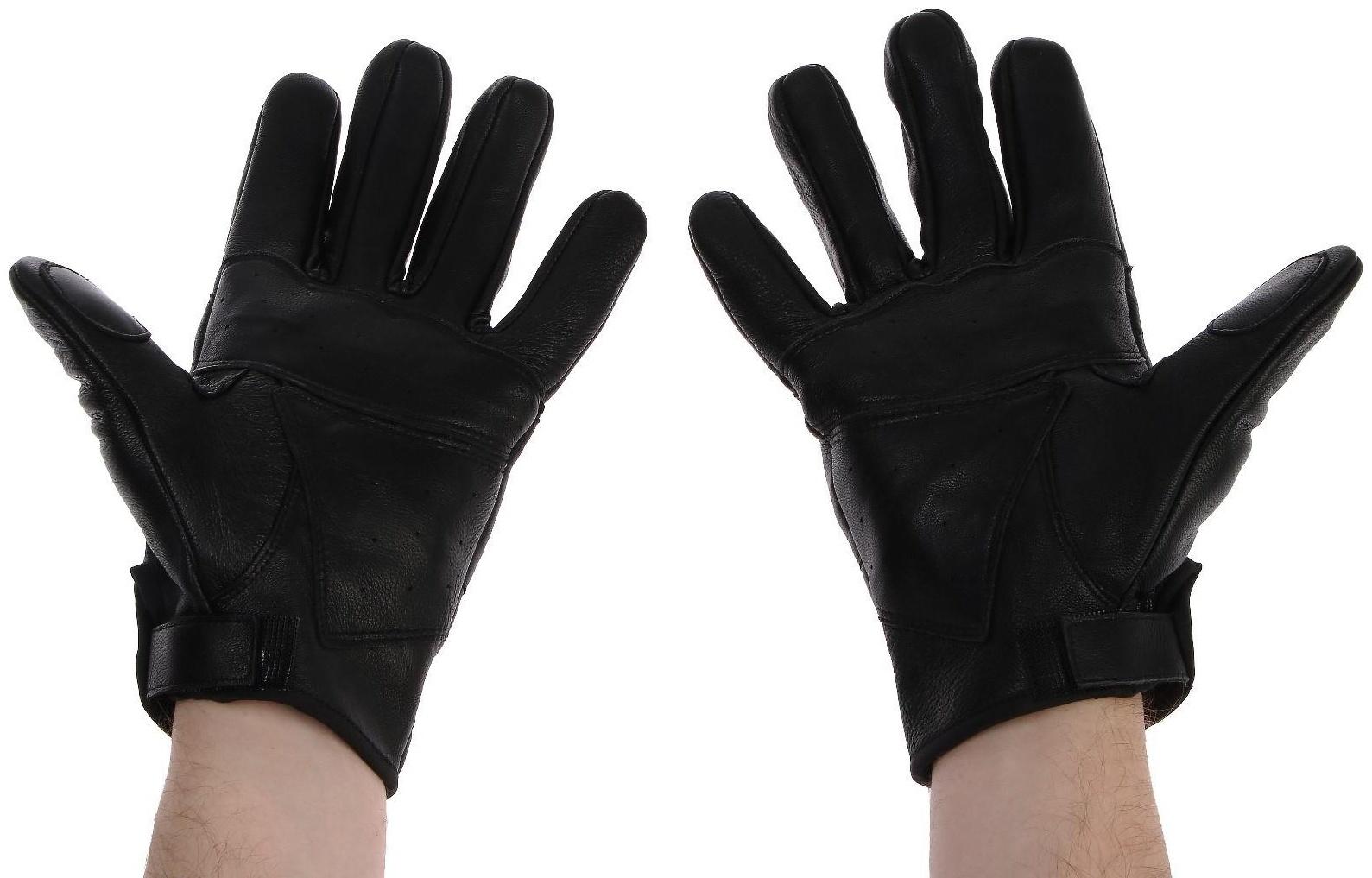 Перчатки мотоциклетные с защитными вставками, кожаные, размер L