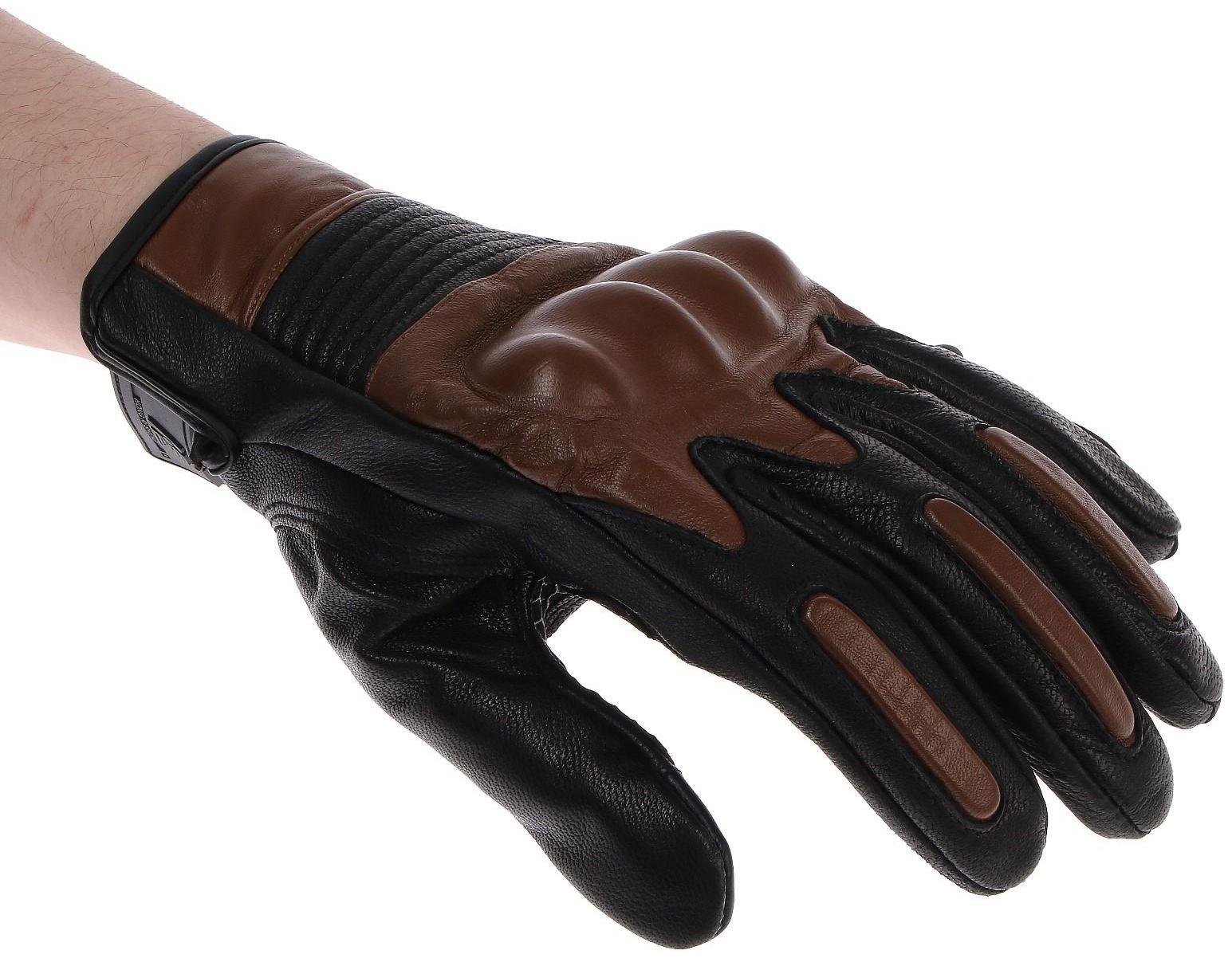 Перчатки мотоциклетные с защитными вставками, кожаные, размер L, коричневые