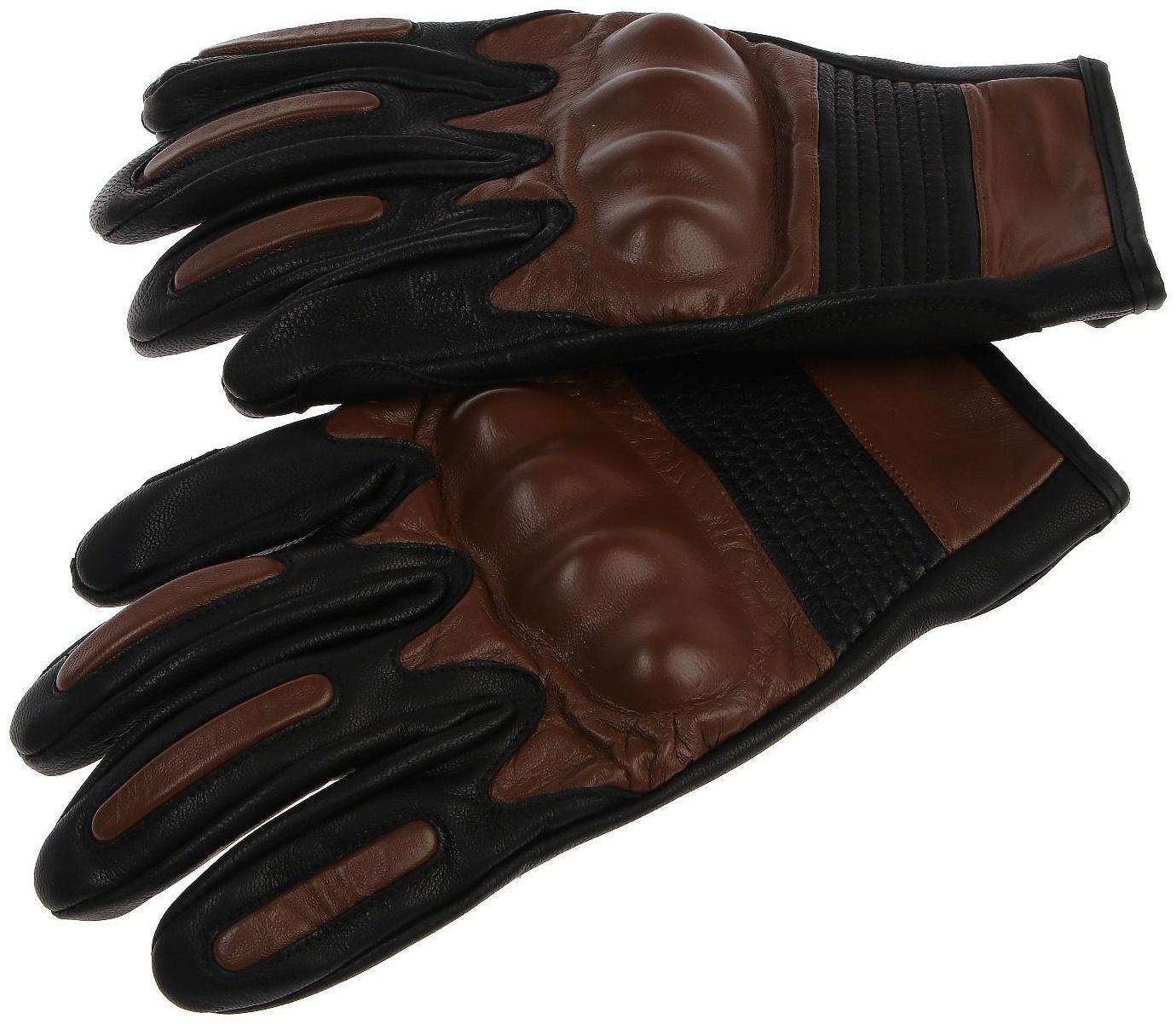 Перчатки мотоциклетные с защитными вставками, кожаные, размер L, коричневые