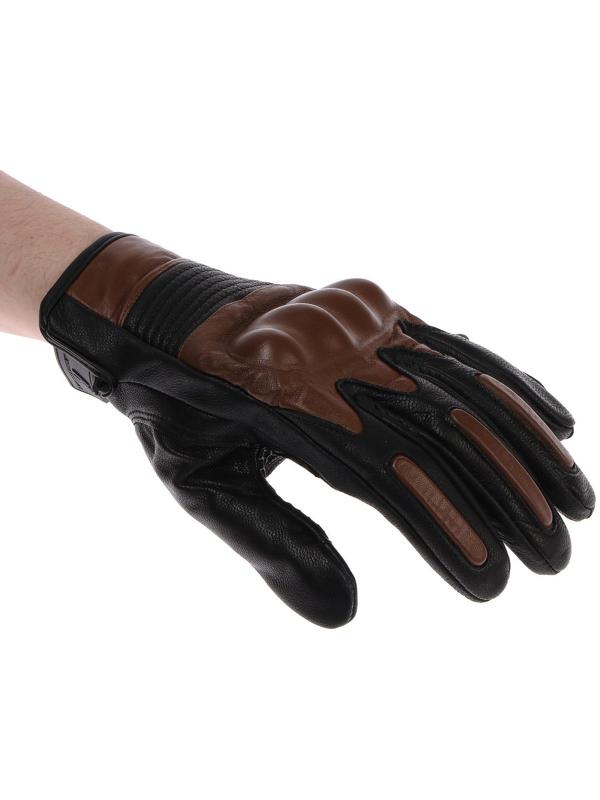 Перчатки мотоциклетные с защитными вставками, кожаные, размер L, коричневые