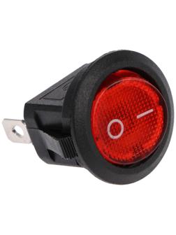 Клавишный выключатель круглый, 250 В, 6 А, ON-OFF, 3с, красный, с подсветкой (Набор 200шт)