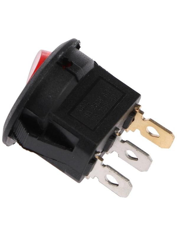 Клавишный выключатель круглый, 250 В, 6 А, ON-OFF, 3с, красный, с подсветкой (Набор 200шт)