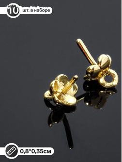 Держатель для кулона клеевой с петлёй, 8*3,5*0,8мм, набор 10шт, цвет золото