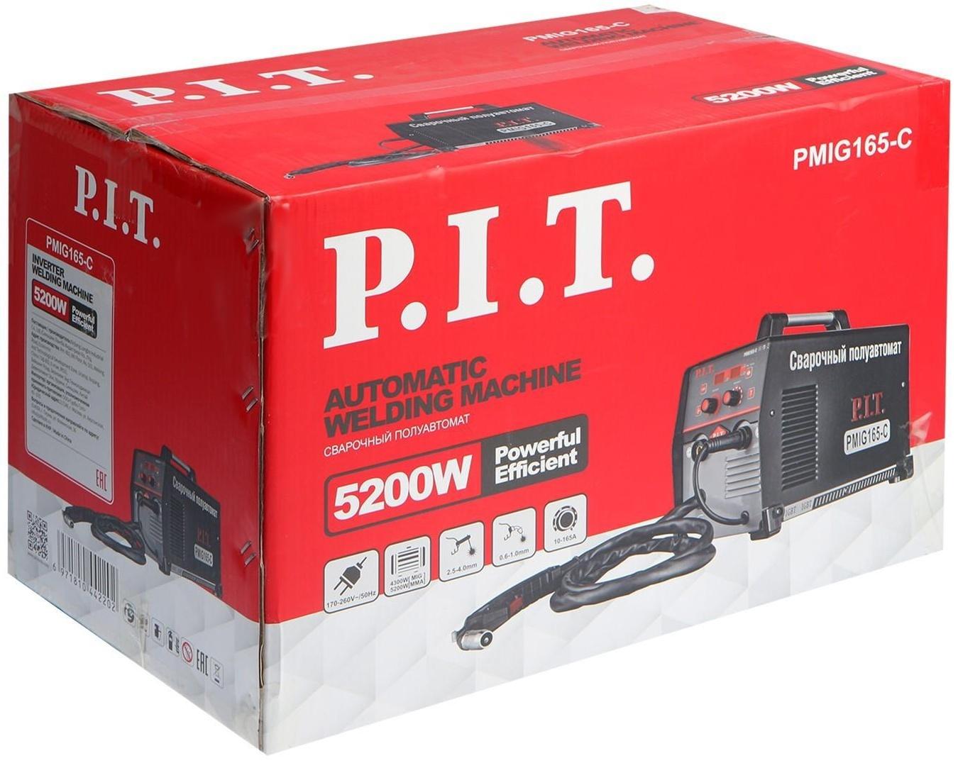 Сварочный инвертор PMIG165-С, полуавтомат, 5.2 кВт, 165 А, ММА 2,5-4мм MIG 0,6-1мм