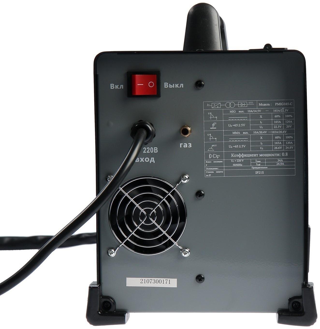 Сварочный инвертор PMIG165-С, полуавтомат, 5.2 кВт, 165 А, ММА 2,5-4мм MIG 0,6-1мм