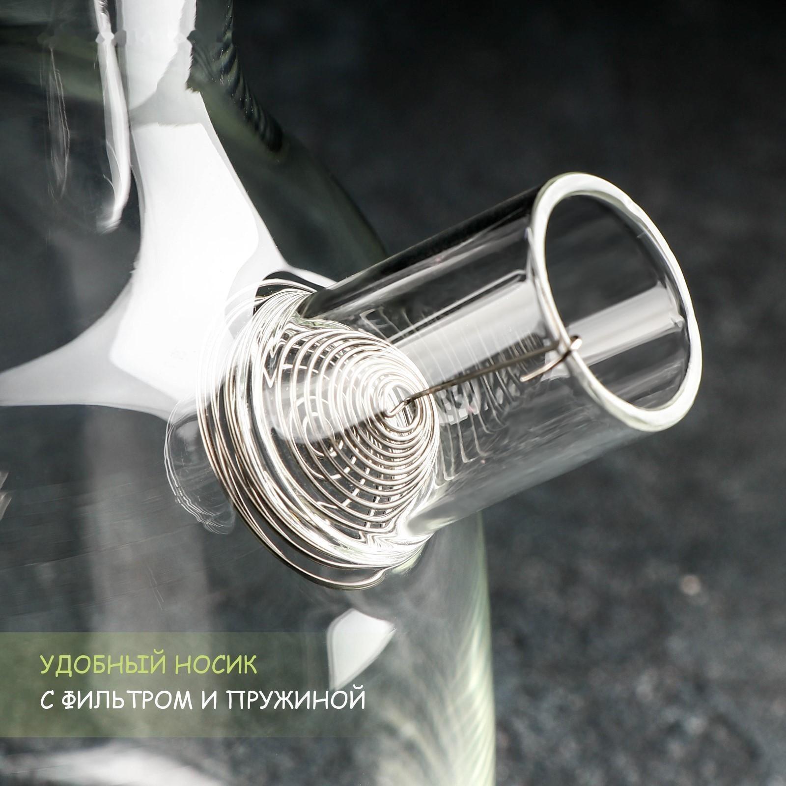 Чайник стеклянный заварочный с бамбуковой крышкой и металлическим фильтром Magistro «Эко», 1,8 л