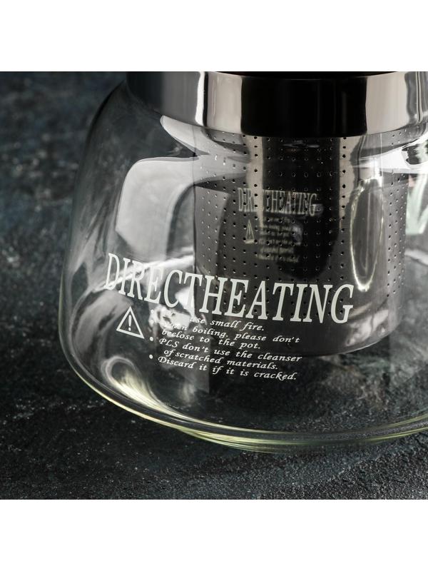 Чайник стеклянный заварочный с металлическим ситом Доляна «Цветочная фантазия», 600 мл