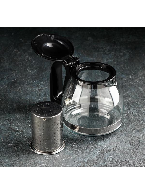 Чайник стеклянный заварочный Доляна «Иллюзия», 700 мл, с металлическим ситом, цвет чёрный