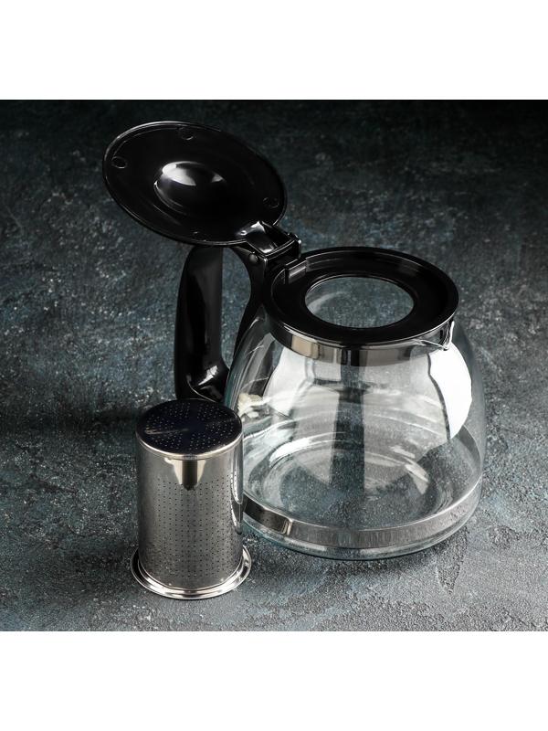 Чайник стеклянный заварочный Доляна «Иллюзия», 1,25 л, с металлическим ситом