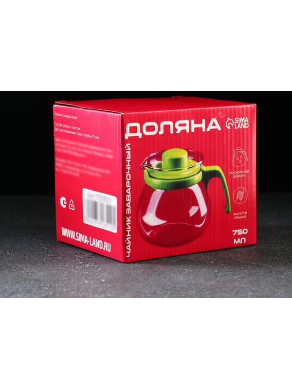 Чайник стеклянный заварочный Доляна «Лягушонок», 750 мл
