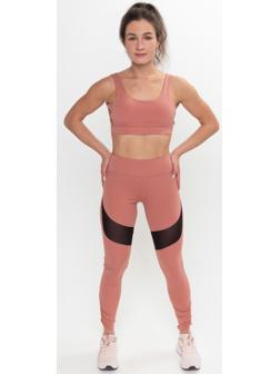 Леггинсы женские спортивные, цвет розовый/черный, размер 48 (L)