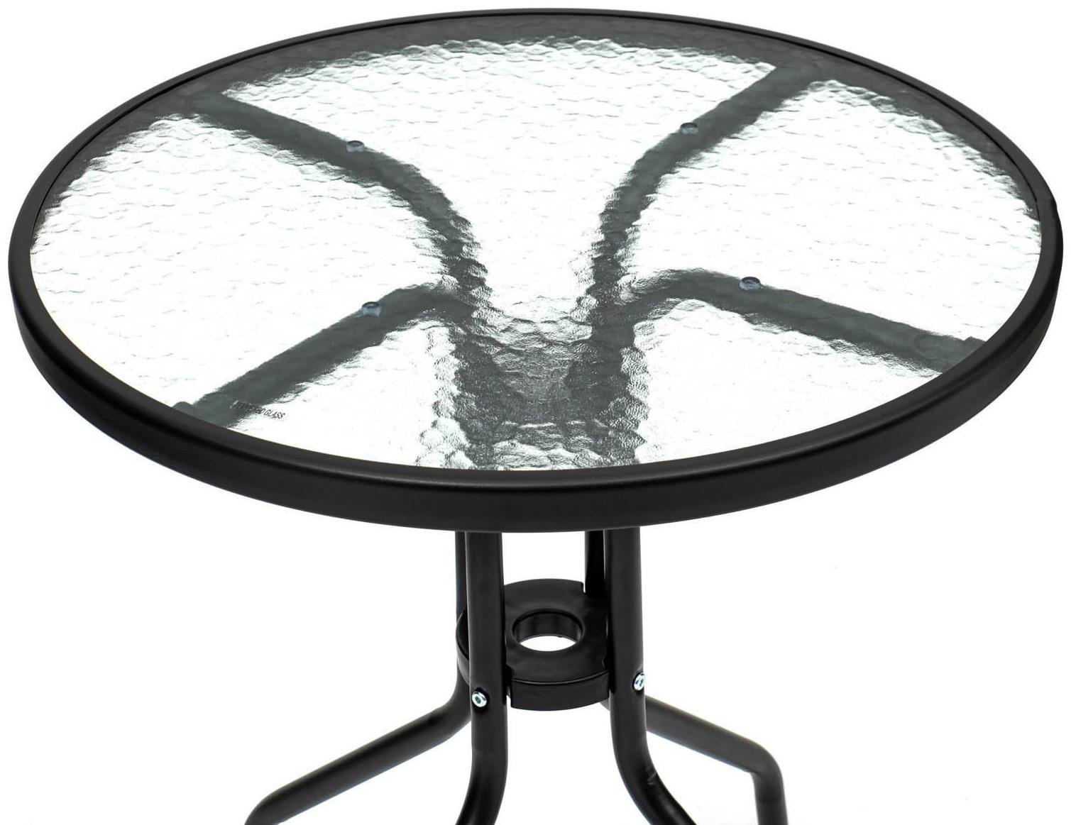 Стол садовый 60 х 70 см, цвет черный, столешница стекло