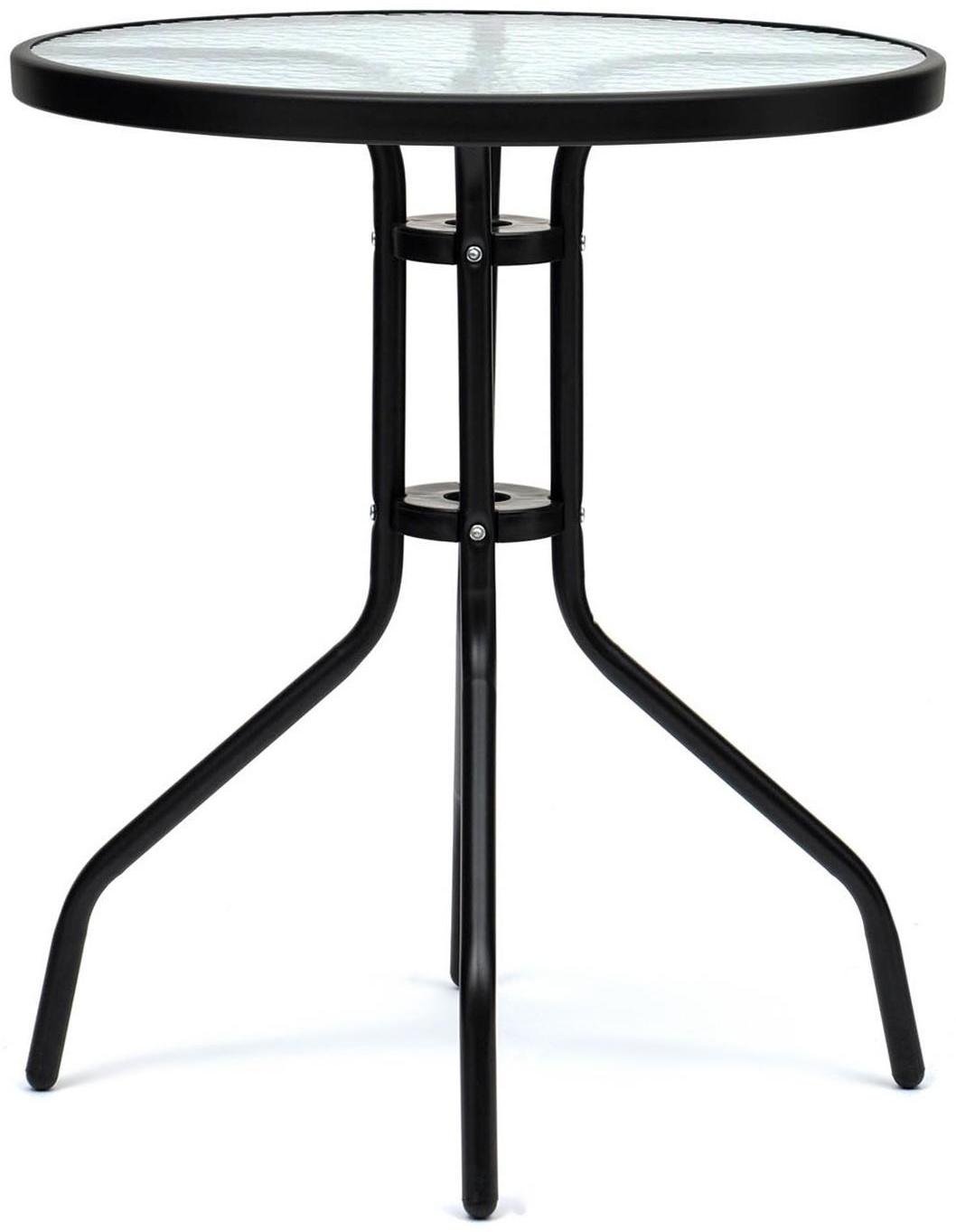 Стол садовый 60 х 70 см, цвет черный, столешница стекло