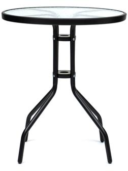Стол садовый 60 х 70 см, цвет черный, столешница стекло