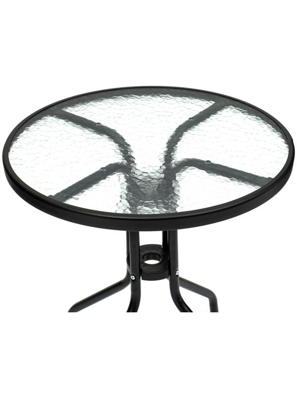 Стол садовый 60 х 70 см, цвет черный, столешница стекло