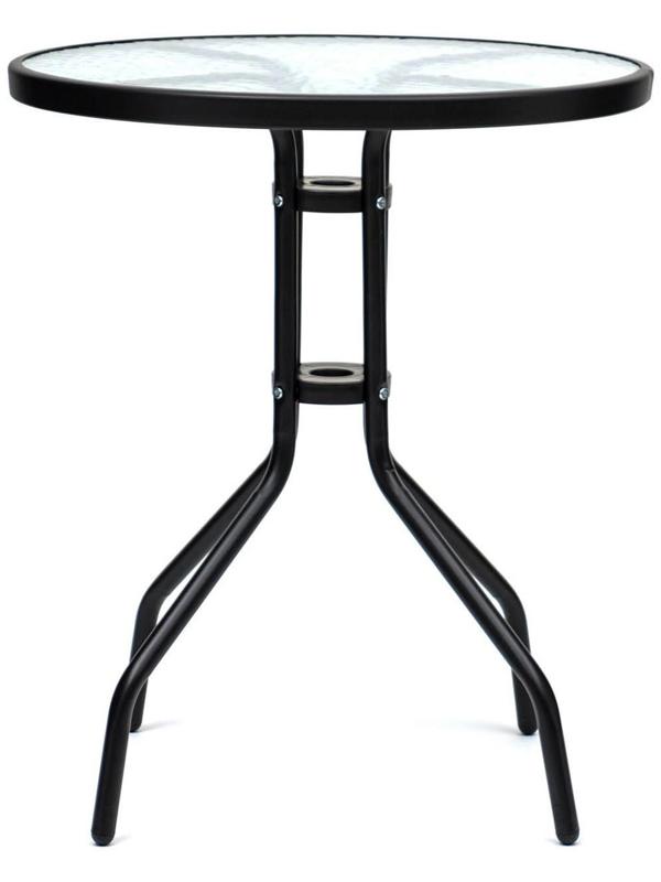 Стол садовый 60 х 70 см, цвет черный, столешница стекло