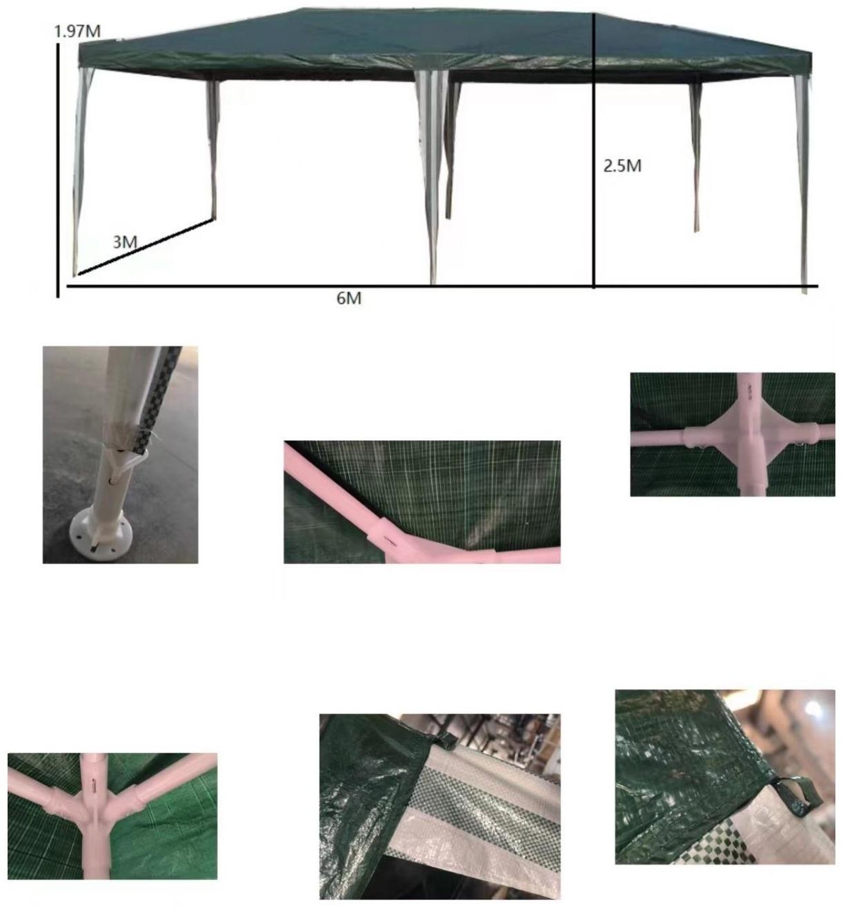 Шатер садовый 6*3м зеленый, открытый