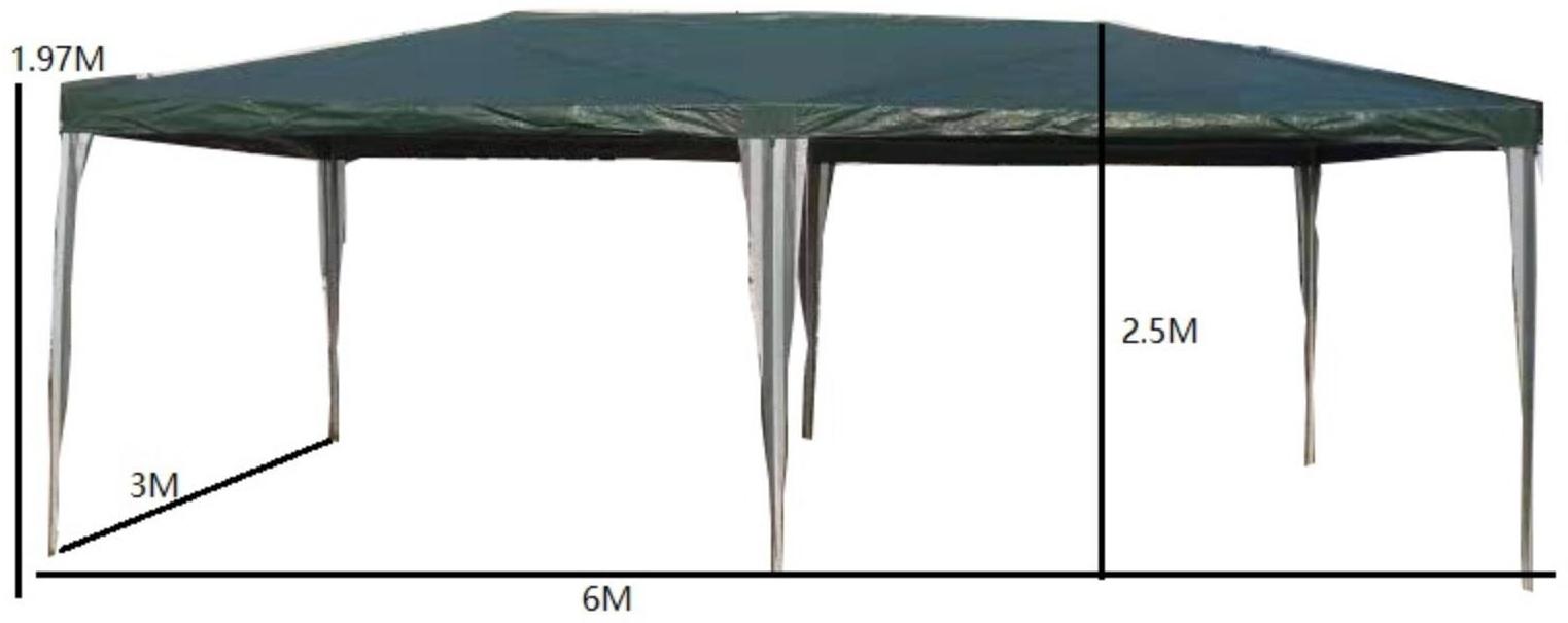 Шатер садовый 6*3м зеленый, открытый