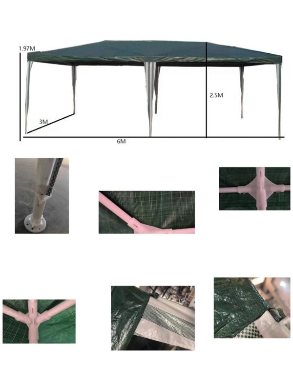 Шатер садовый 6*3м зеленый, открытый