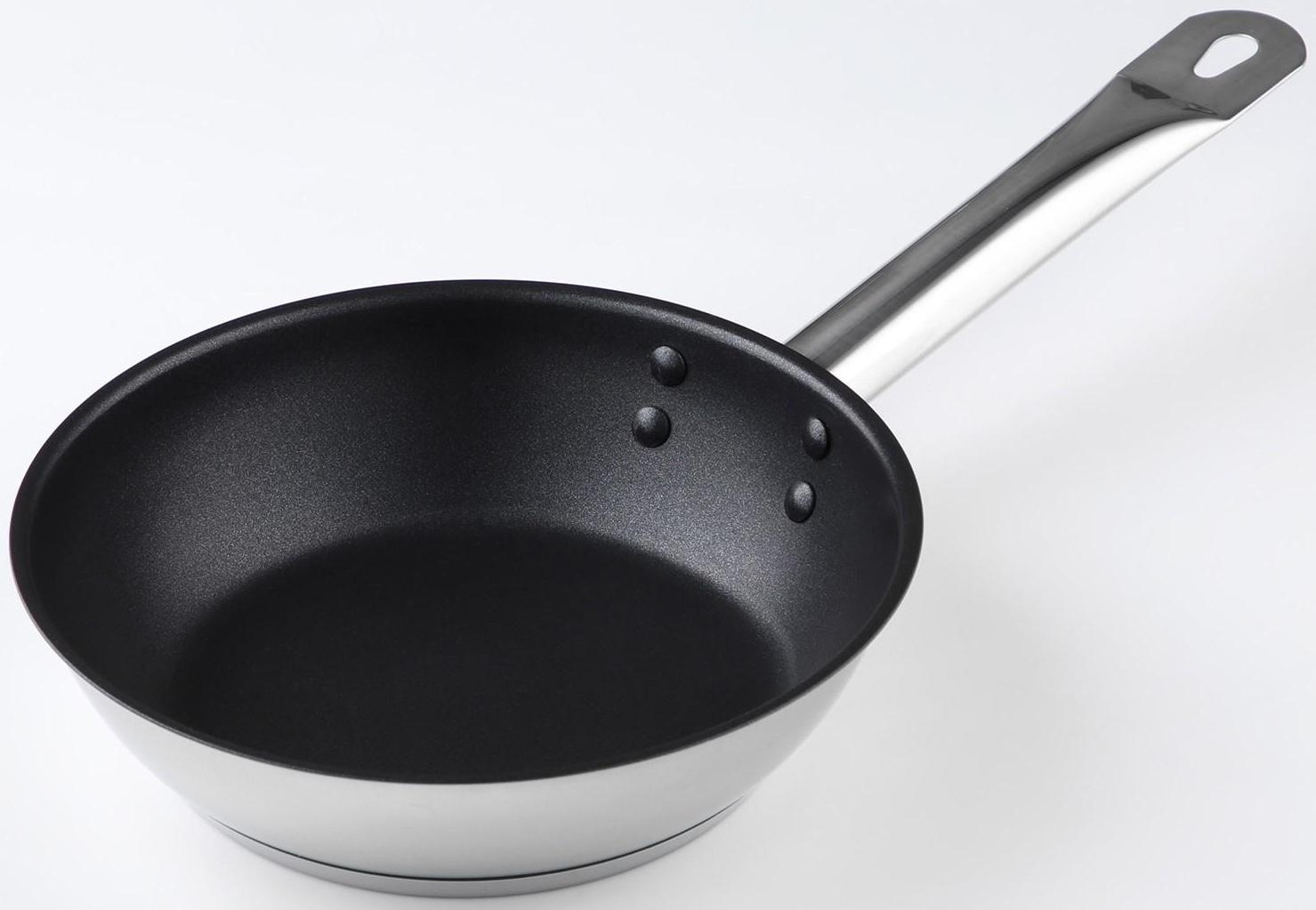 Сковорода «Общепит», d=20 см, толщина корпуса 0,6 мм, дно 3,5 мм, антипригарное покрытие, индукция, цвет металлик