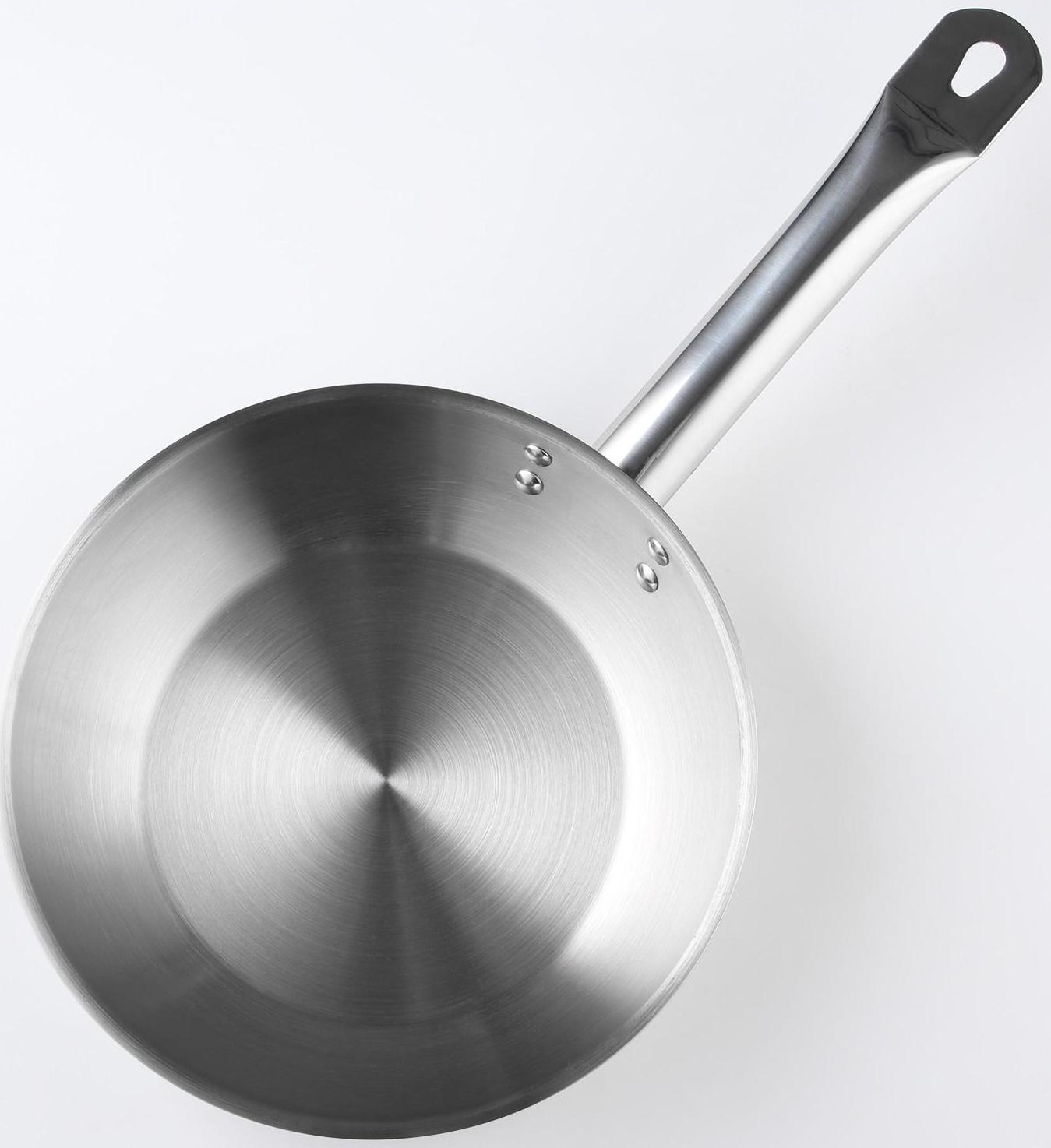 Сковорода «Общепит», d=22 см, толщина корпуса 0,6 мм, дно 3,5 мм, с теплораспределительным слоем, индукция, цвет хромированный