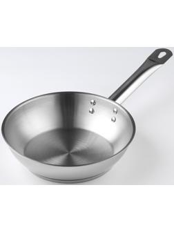 Сковорода «Общепит», d=22 см, толщина корпуса 0,6 мм, дно 3,5 мм, с теплораспределительным слоем, индукция, цвет хромированный