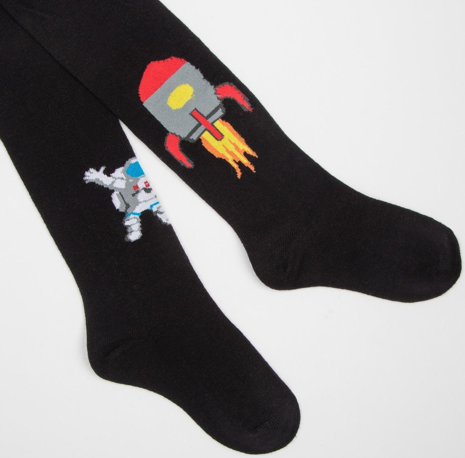 Колготки детские Космос, цвет черный, рост 98-104