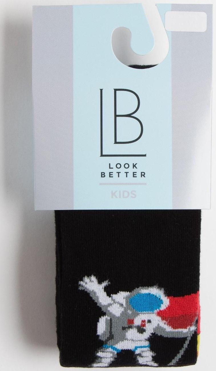 Колготки детские Космос, цвет черный, рост 98-104