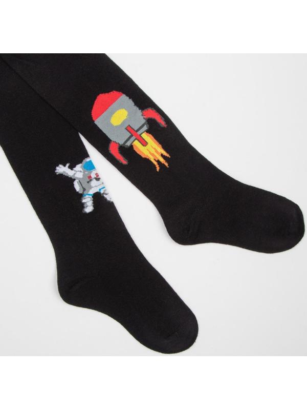 Колготки детские Космос, цвет черный, рост 98-104