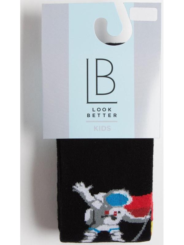 Колготки детские Космос, цвет черный, рост 98-104