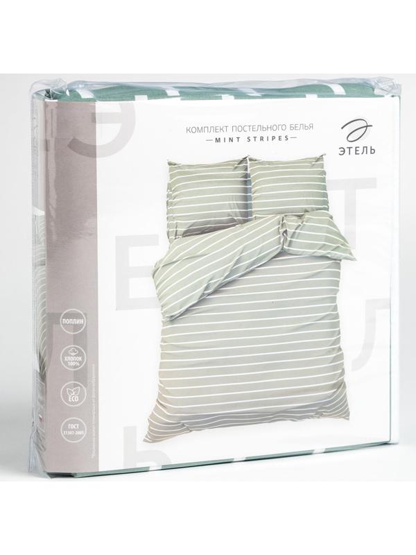 Постельное бельё Этель 1.5сп Mint stripes 143х215 см,150х214 см,70х70см-2 шт, 100% хлопок,поплин