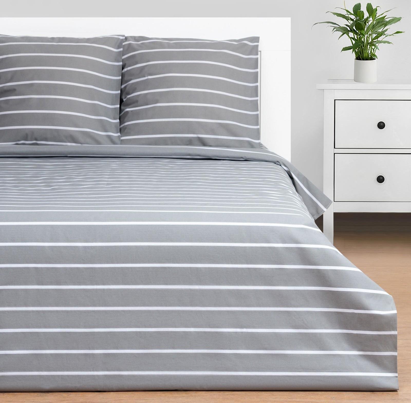 Постельное бельё Этель 1.5сп Gray stripes 143х215см,150х214см,70х70см-2 шт, 100% хлопок,поплин