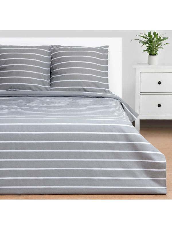 Постельное бельё Этель 1.5сп Gray stripes 143х215см,150х214см,70х70см-2 шт, 100% хлопок,поплин