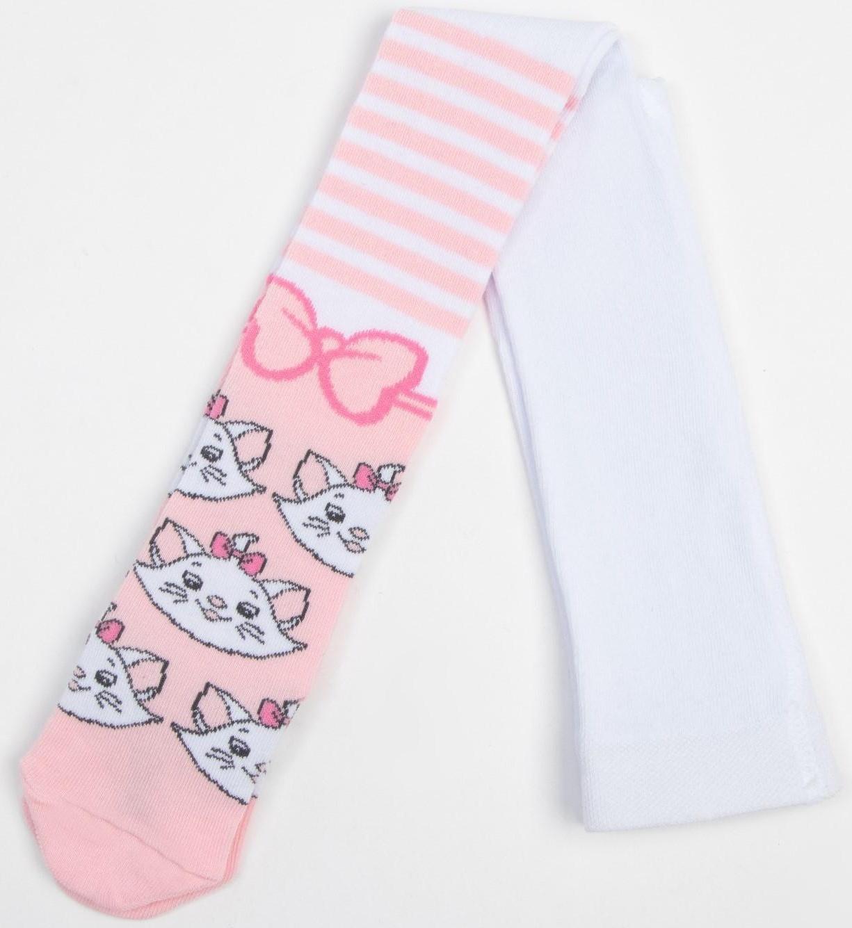 Колготки детские «Мари», Коты аристократы, рост 110-116 см, цвет белый/розовый