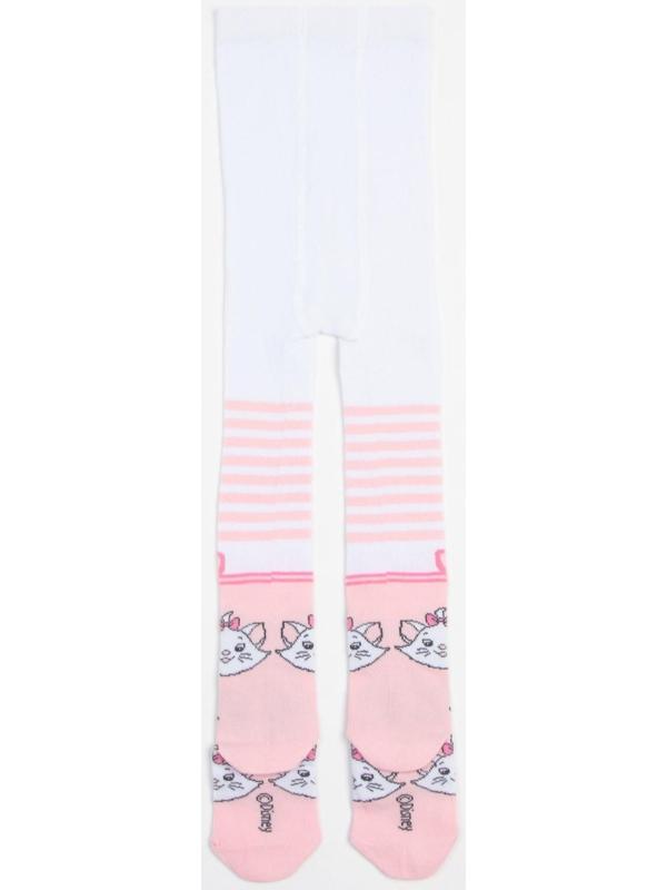Колготки детские «Мари», Коты аристократы, рост 110-116 см, цвет белый/розовый