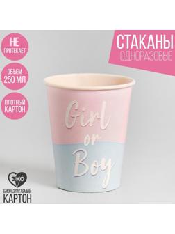 Стакан бумажный Girl or Boy, набор 6 шт, 250 мл