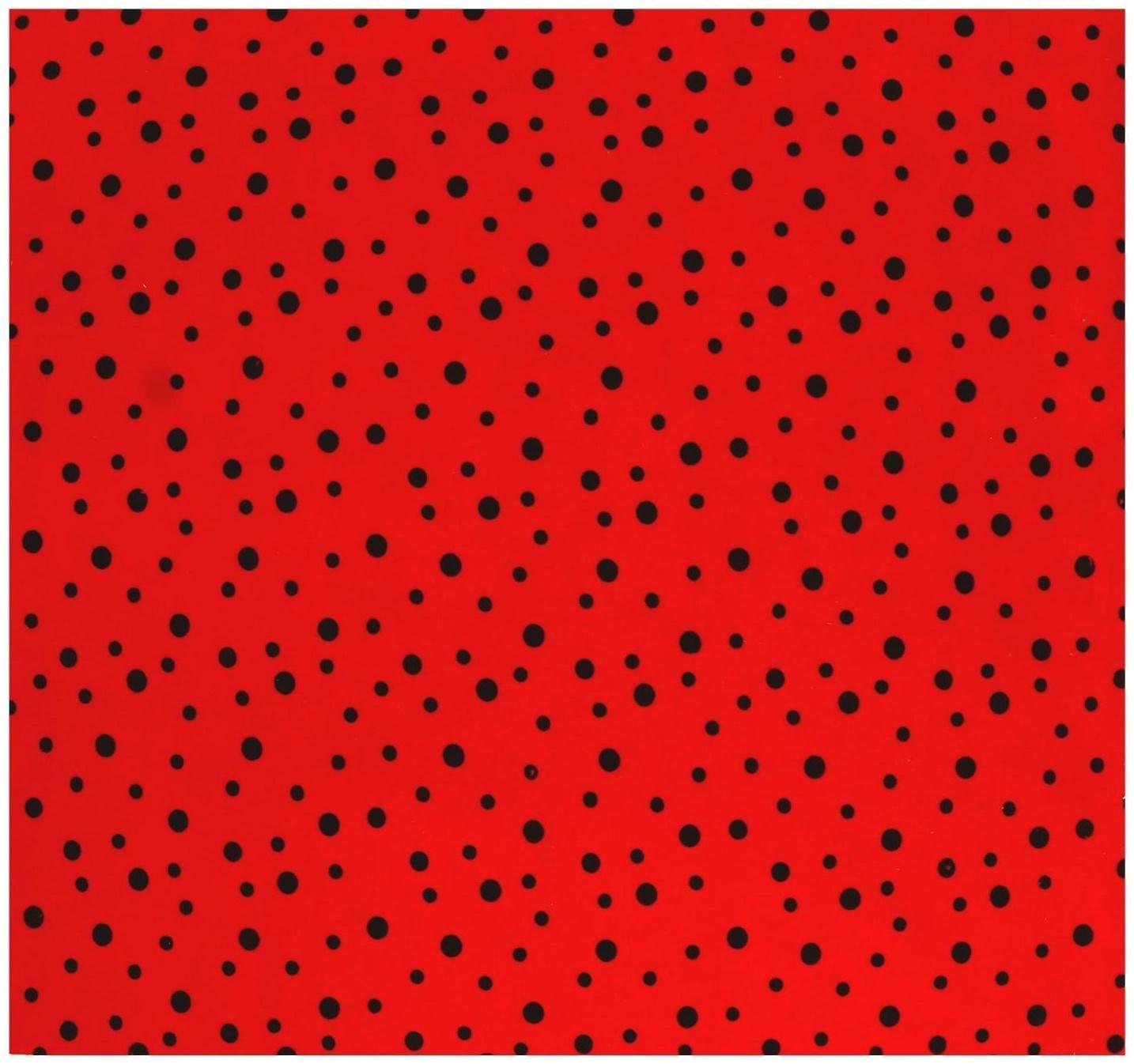 Отрез трикотажный для рукоделия, велюр, на красном фоне чёрный горох, 45 х 50 см